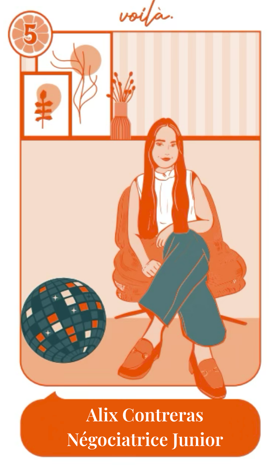 La carte de visite illustrée de Alix Contreras, négociatrice junior