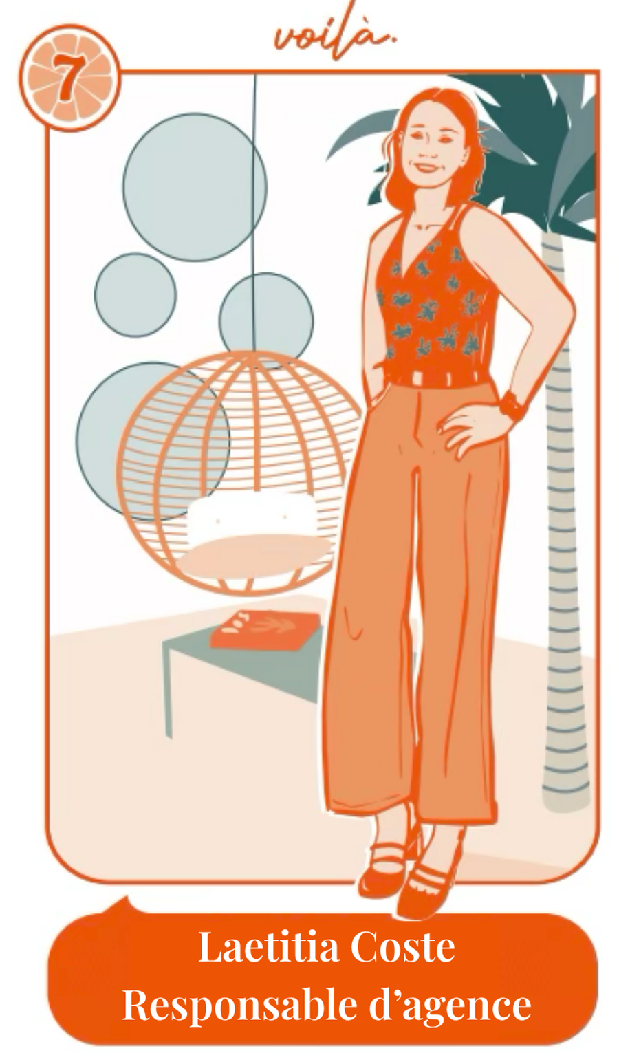 La carte de visite illustrée de Laetitia Coste, responsable d'agence