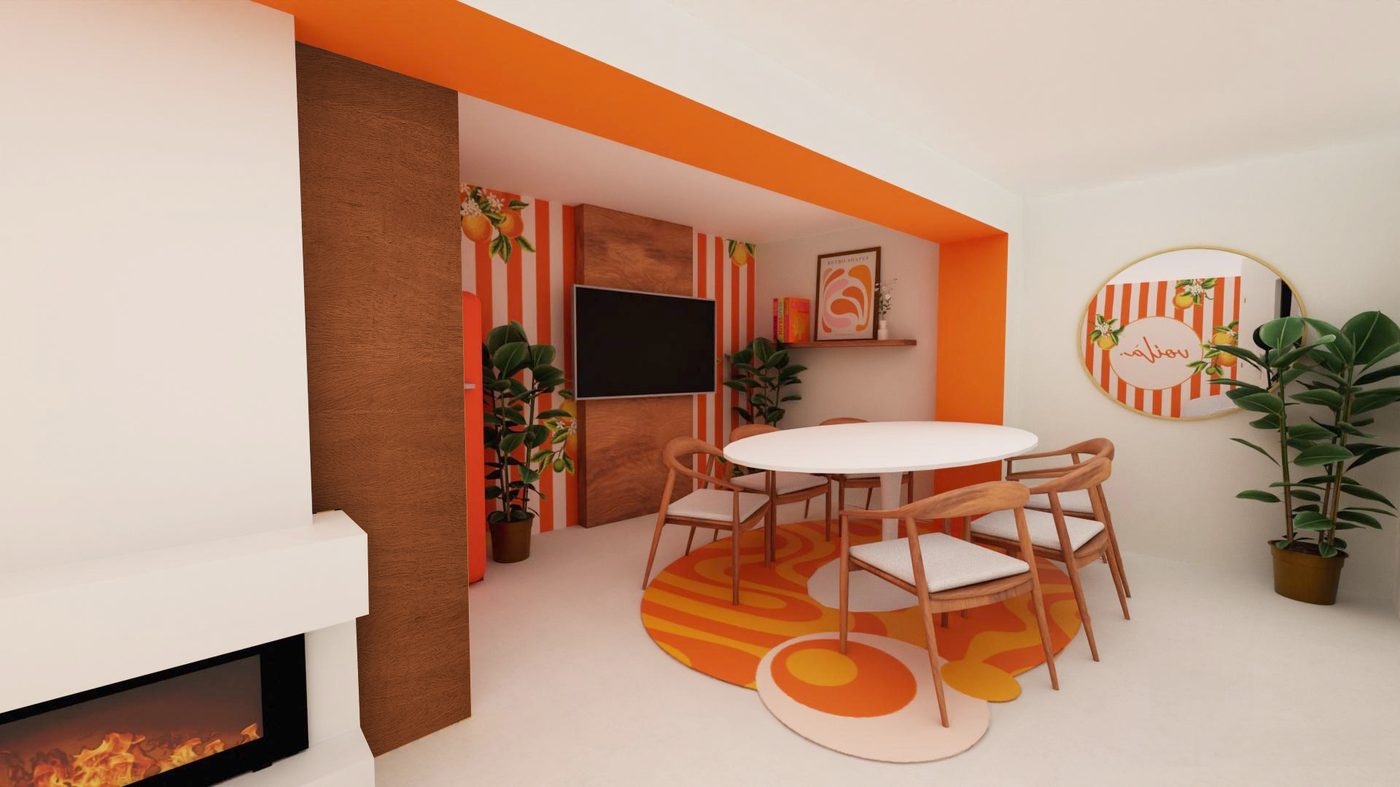 La salle à manger, papier peint mandarines